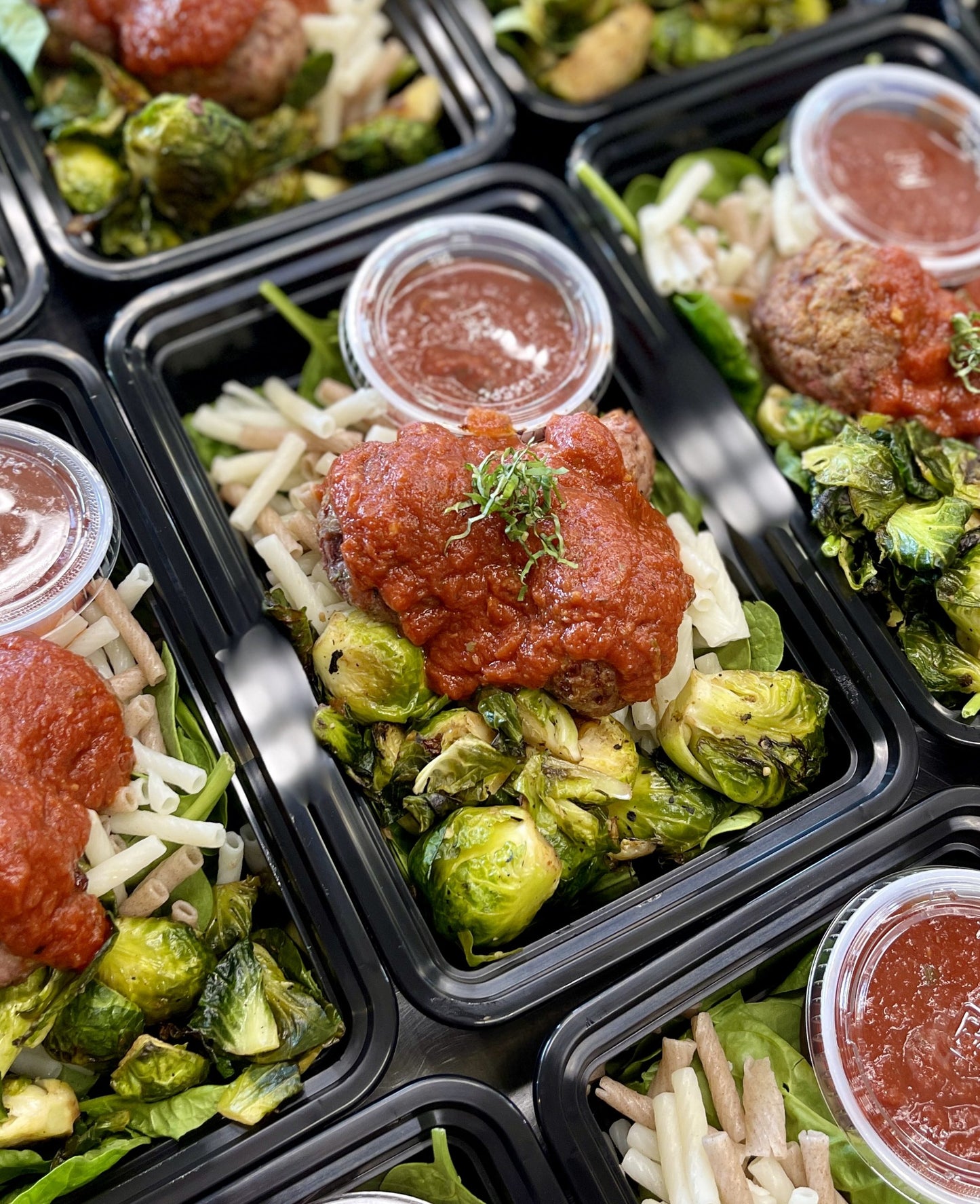 Tomato Basil Turkey Meatballs w/ Brown Rice Pasta