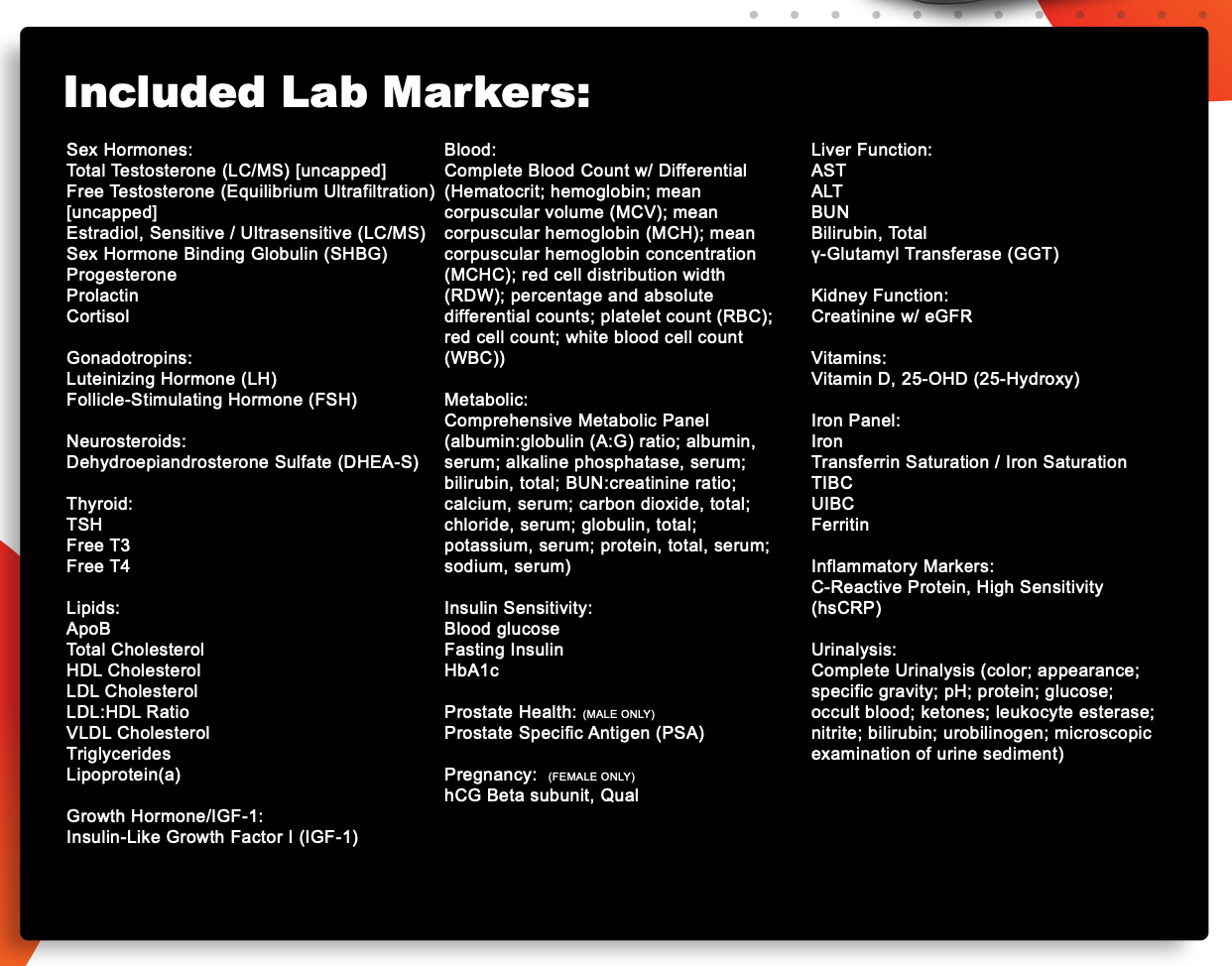 The Comprehensive Panel Bloodwork Package